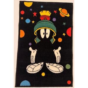 Vintage Marvin the Martian Hanging Rug Looney Tunes 35"x22.5" Black/Multicolor